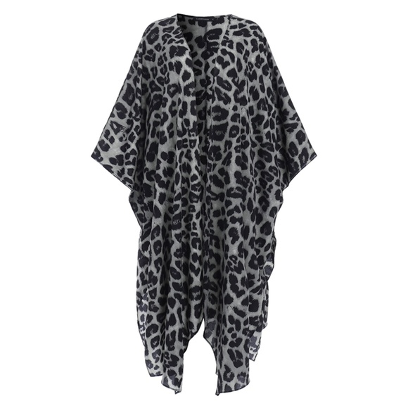 Ibiza Grey Leopard Kimono Pink Sequins Tiger - Picture 2 of 3